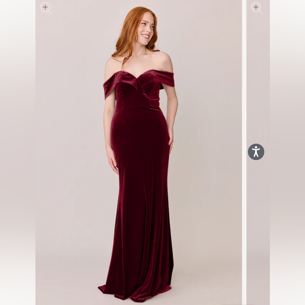 Revelry - Bardot Velvet Maxi Dress - Burgundy - Sz 10 (Petite length) Like New